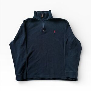 Vintage 90s Polo Ralph Lauren Black Quarter Zip Sweater XL Mens